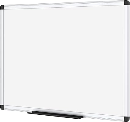VIZ-PRO Magnetic Whiteboard 60 x 45 cm, Dry Erase White Board with Pen Tray, Silver Aluminium Frame, Dry Wipe Writing Board for Office, Home & School