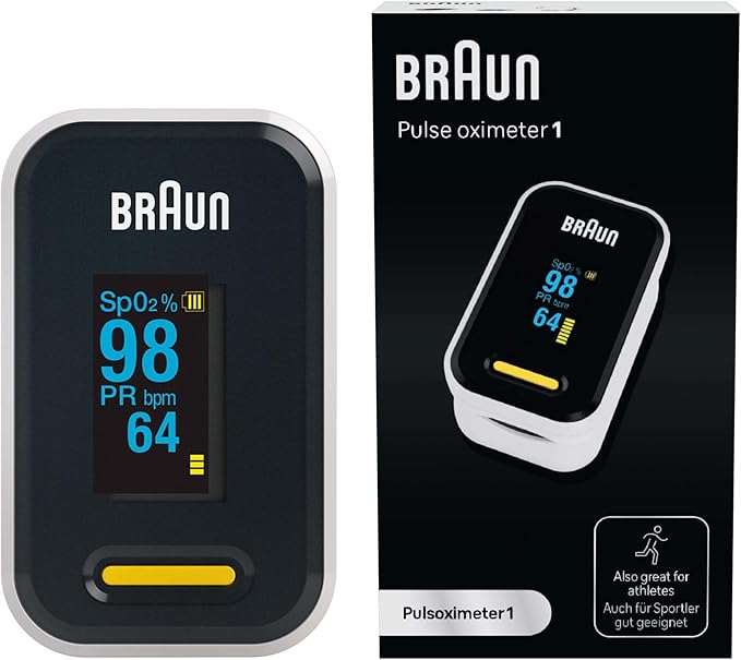 Braun Pulse Oximeter 1 - Accurate Blood Oxygen Finger Monitor - Easy-to-use at Home - For COPD, Pneumonia, Sleep Apnea Sufferers - Great for Athletes- YK-81CEU