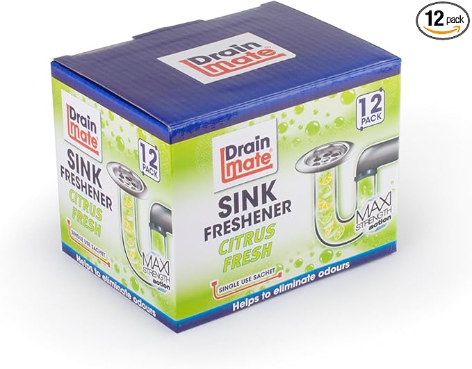 Plug Hole, Sink & Drain Freshener – 12 Sachets, Eliminates Odors & Prevents Blockages for Clean, Fresh Drains