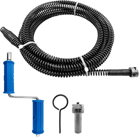Drain Snake Unblocker 3M, 10mm with Electric Adapters and Handle Tool, Sink Unblocker and Drain Auger Tool for Sink Unblocker and Drain Unblocker Tool