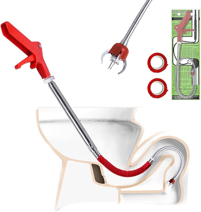 Aozzy Toilet Auger Clog Remover Tool, Stainless Steel Telescoping Toilet Auger Grabber Tool, Use to Grab and Clear Blocking in Various Pipelines, for Unclog Drains, Siphon Toilet, Sink.