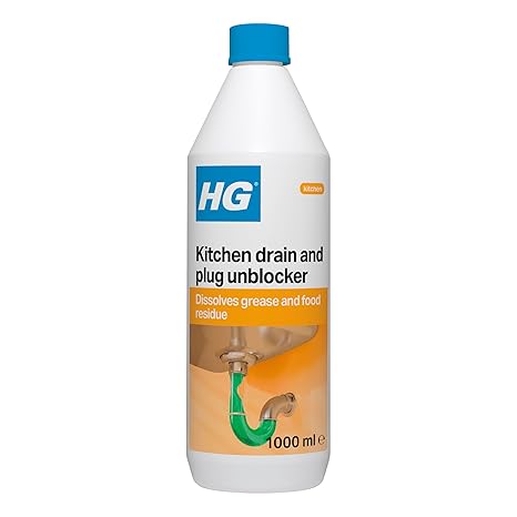 HG Kitchen Drain & Plug Unblocker, Natural, Heavy Duty, Kitchen Sink Unblocker & Cleaner for Pipes, Septic Tank Safe - 1 Litre