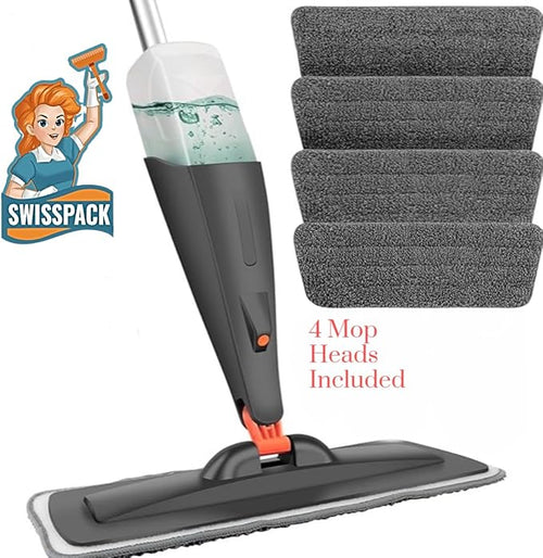 * NEW* SCRATCH ANET-** SUMMER PRICE** Spray Mop 4 Microfibre Cloths Microfiber Mop Spray Cleaner for Floors with 4 Pads and 600Ml Refillable Bottle Suitable for all Floor-grey