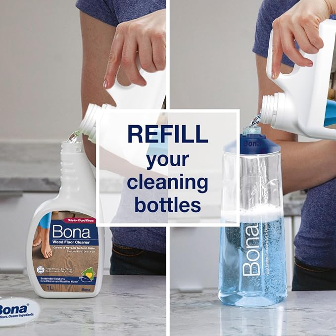 Bona Wood Floor Cleaner Liquid, Residue Free, Streak Free, Suitable for Hardwood, Solid Wood, and Engineered Wood Floors, 4 Litre