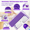 Microfibre Mops for Cleaning Floors - BPAWA Flat Floor Mop with 4 Washable Pads Reusable and Adjustable Handle, Dry Dust Mop for Hardwood Laminate Wooden Tile Vinyl Kitchen Bathroom Floors Walls