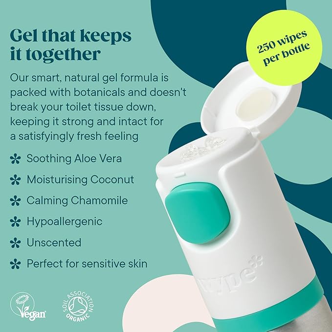 Wype | Refill | Toilet Roll Gel | Flushable Wet Wipe Alternative | Holiday Essentials | 2 x 100ml | 2 Pack