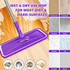 Microfibre Mops for Cleaning Floors - BPAWA Flat Floor Mop with 4 Washable Pads Reusable and Adjustable Handle, Dry Dust Mop for Hardwood Laminate Wooden Tile Vinyl Kitchen Bathroom Floors Walls