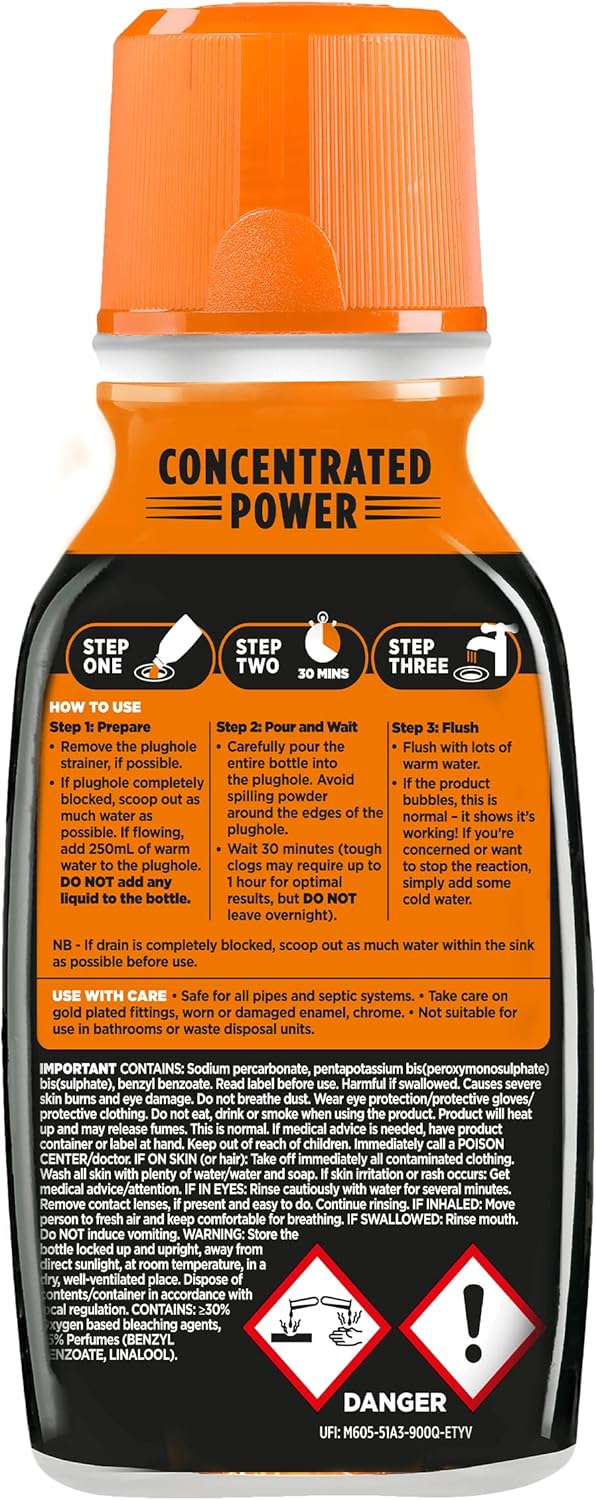 Buster Kitchen Plughole Unblocker (Pack of 3 x 150g) Fast-Acting Sink Unblocker Dissolves Fat, Food & Debris, Drain Cleaner Clears Blockages in Kitchen Sink Pipes