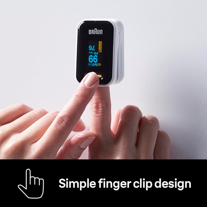 Braun Pulse Oximeter 1 - Accurate Blood Oxygen Finger Monitor - Easy-to-use at Home - For COPD, Pneumonia, Sleep Apnea Sufferers - Great for Athletes- YK-81CEU