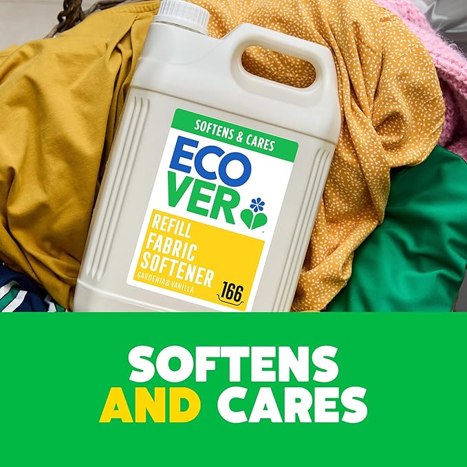Ecover Fabric Softener Refill, Fabric Conditioner to Soften Your Clothes, Fresh Apple Blossom & Almond Scent 1 x 166 Washes, 1 x 5L