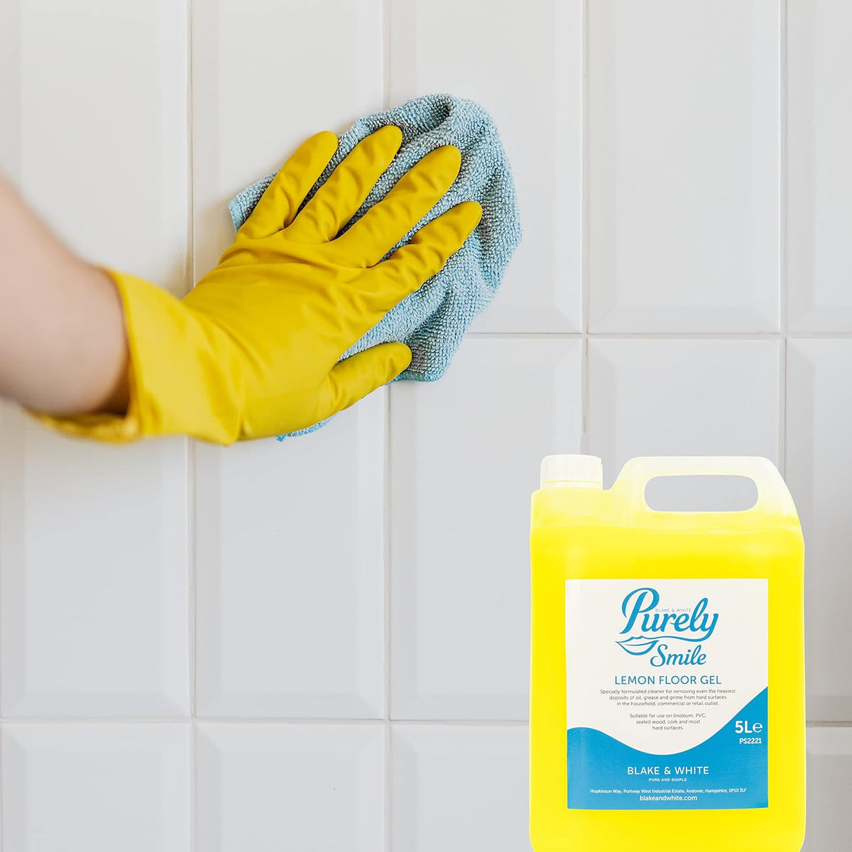Blake & White Purely Smile Lemon Floor Gel 5L - Powerful Floor Cleaner Liquid for Tiles & Hard Surfaces - Removes Oil, Grease & Grime Deposits - Suitable for Linoleum, PVC & Sealed Wood