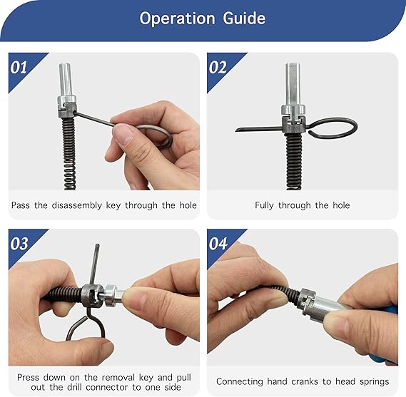 Drain Snake Unblocker 3M, 10mm with Electric Adapters and Handle Tool, Sink Unblocker and Drain Auger Tool for Sink Unblocker and Drain Unblocker Tool
