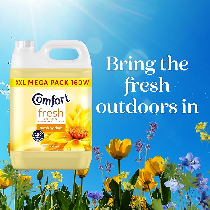 Comfort Fresh Sunshiny Days Fabric Conditioner Softener with Motion-Activated Fragrance Technology 100 Days of Freshness 160 washes (4.8 L)