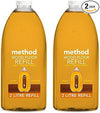 Method Wood Floor Cleaner Refill, Moisturising Oil, Surface Spray, Gently Cleans and Shines, Almond Natural Scent, Pack of 2, 2L