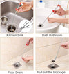 Drain Snake Toilet Unblocker Tool - 3M Sink Drain Plumbing Unblocker Wire, 50CM Drain Snake, 60CM Toilet Auger Hair Clog Remover with Claw, 70CM Sink Cleaning Brush, 6PCS (Orange)