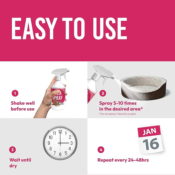 Flea Spray for the Home - 500ml - Max Strength, 100% Non-Toxic, Fast-Acting, Non-Staining, Long-Lasting Protection, Effective for Mattresses, Bedding, Furniture & Textiles - Family & Pet Safe