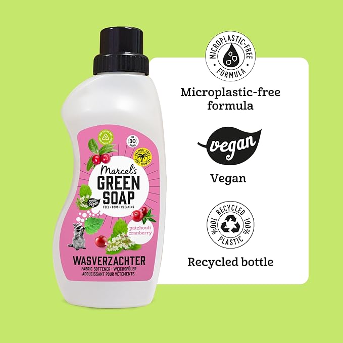 Marcel's Green Soap - Fabric Conditioner Patchouli & Cranberry - Fabric Softener - 100% Vegan - Refillable - Laundry - 750ml