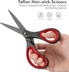 LIVINGO 2 Pack 8" Titanium Non-Stick Scissors, Professional Stainless Steel Comfort Grip, All-Purpose, Straight Office Stationery Craft Paper Fabric Household Sharp Shears Set for DIY(Red/Black)