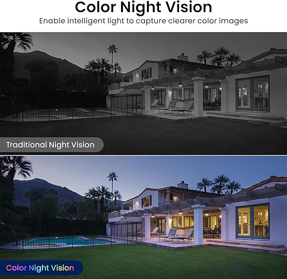 Outdoor Security Camera - 2K CCTV Camera Systems IP65 Waterproof, Home/House WiFi Indoor for Pet Dog Baby, Human Detection, 24/7 Storage Colour Night Vision Smart Siren Work with Alexa C1