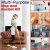 Abbey Professional Mop and Bucket Set Heavy Duty with Wringer and Two Traditional Cotton Mop Heads for Cleaning Floors – Strong Aluminum Mop Handles –Mop Bucket Capacity 12L with Pouring Lip (Yellow)