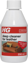 HG Deep Cleaner for Leather, Leather Cleaner & Faux Leather Cleaner, Safe & Mild for Coloured Leather, Water Based Bag, Boot, Jacket & Leather Sofa Cleaning Liquid - 250ml