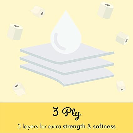 Cusheen by Splesh Toilet Roll Bulk Buy - Pack of 48 Rolls (2 x 24 packs) Quilted White 3 Ply Shea Butter Fragrance Toilet Rolls