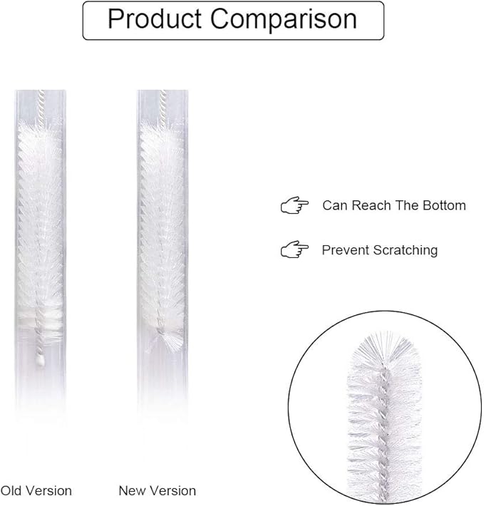 Vicloon Bottle Brush, 12 Pcs Long Bottle Cleaning Brushes, Tube Brush, Kettle Spout Brush, Straw Brush, Nylon Bottle Pipe Cleaner Set for Baby Bottle Tube Pipe Flask Straws Cleaning (White)