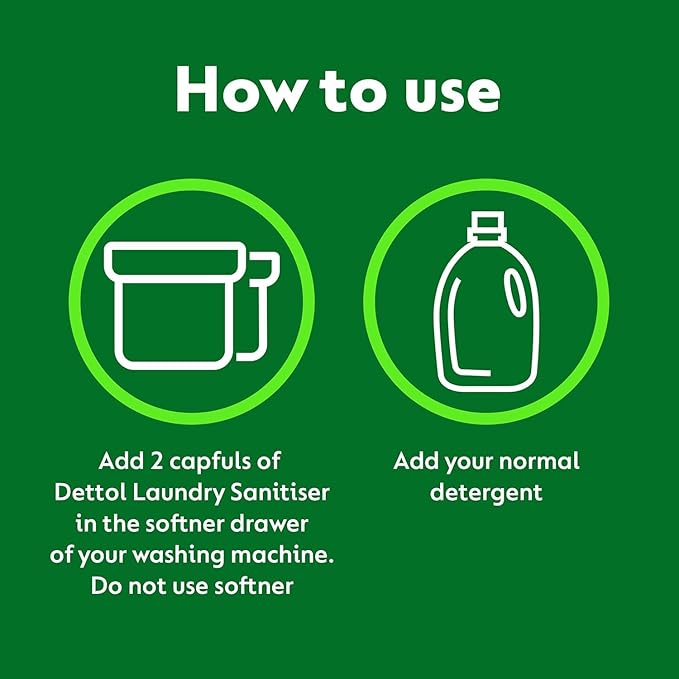 Dettol Laundry Sanitiser, Antibacterial, Fresh Cotton, 6L (1.5L x 4pck) 12hr Freshness, Hygienically Clean, Removes Odour, Kills 99.9 Percent of Bacteria