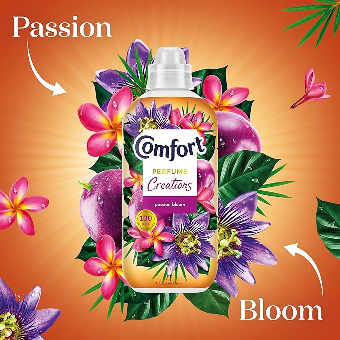 Comfort Perfume Creations Passion Bloom Fabric Conditioner with Motion-Activated Fragrance Technology 100 Days of Freshness 45 washes (1.35 L)
