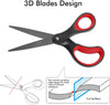 LIVINGO 2 Pack 8" Titanium Non-Stick Scissors, Professional Stainless Steel Comfort Grip, All-Purpose, Straight Office Stationery Craft Paper Fabric Household Sharp Shears Set for DIY(Red/Black)