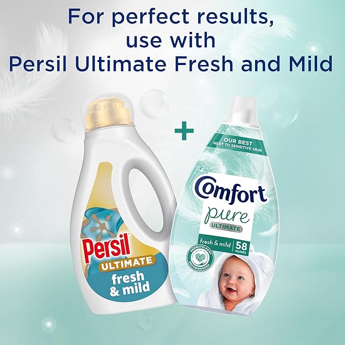Comfort Pure Ultimate Fresh & Mild Ultra Concentrated Fabric Conditioner Dermatologist-Recommended Gentle Next to Sensitive Skin 58 washes (870 ml)