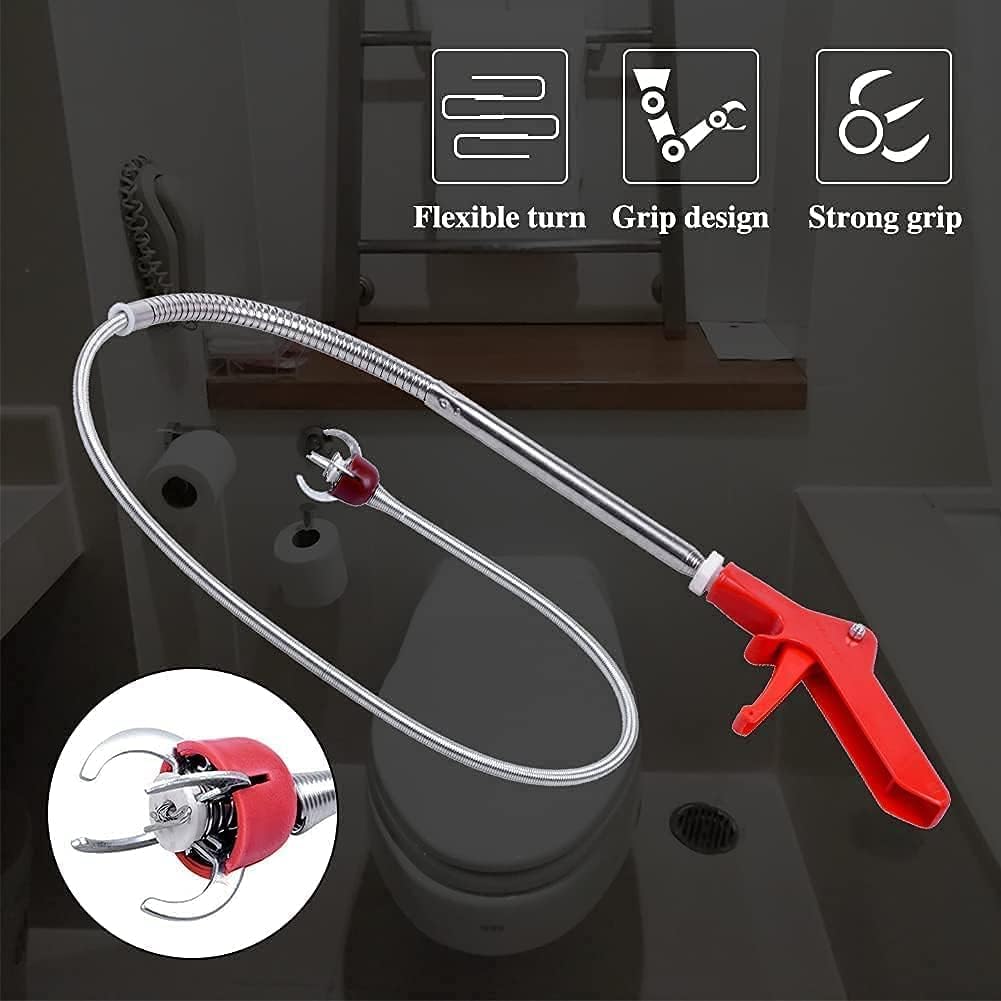 Aozzy Toilet Auger Clog Remover Tool, Stainless Steel Telescoping Toilet Auger Grabber Tool, Use to Grab and Clear Blocking in Various Pipelines, for Unclog Drains, Siphon Toilet, Sink.