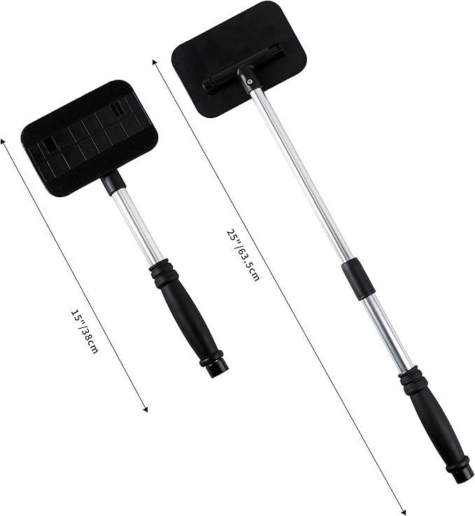 POLYTE Pivoting Extra-long Windshield Glass Cleaning Tool Extendable Aluminum Handle w/3 Premium Microfibre Covers