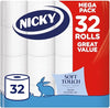 Nicky Soft Touch Toilet Tissue |Extra Value Pack – 32 Rolls of Extra Gentle White Toilet Paper |190 Sheets per Roll| 2-ply | Soft Tissue | Modern Embossing |Easy Opening | 100% FSC Certified Paper