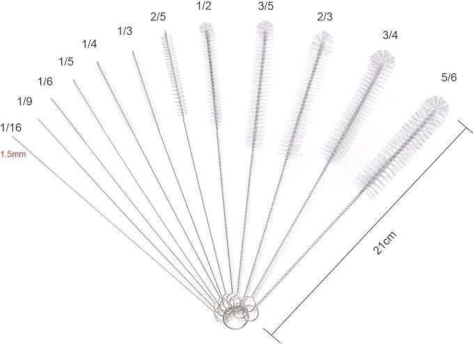 Vicloon Bottle Brush, 12 Pcs Long Bottle Cleaning Brushes, Tube Brush, Kettle Spout Brush, Straw Brush, Nylon Bottle Pipe Cleaner Set for Baby Bottle Tube Pipe Flask Straws Cleaning (White)