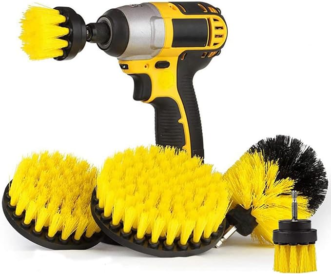 5 Pack Drill Brush Attachment Set, 1/4in Power Scrubber Cleaning Brushes for Tubs, Bathroom, Tile, Grout, Carpet, Car Wheels, Kitchen etc Surface Clean