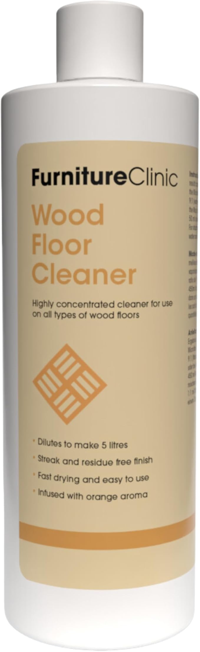 Wood Floor Cleaner - Dilutes to Make 5 Litres - Super Concentrated & Quick Drying - Infused With Orange Aroma - For All Types of Wooden Floors - 500ml