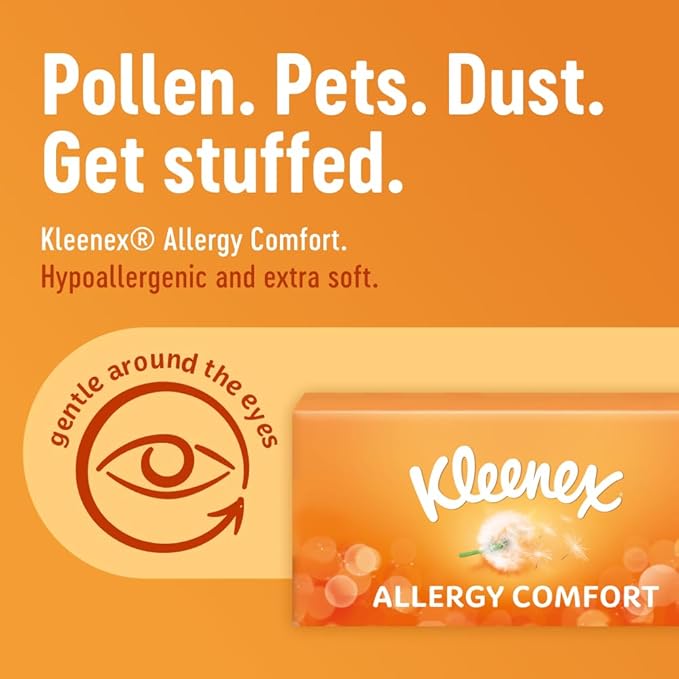 Kleenex Allergy Facial Tissues, Pack of 2 Boxes (112 Tissues)