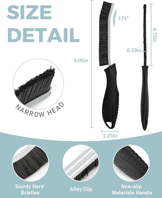 SXhyf Cleaning Brush - Hard Bristle Crevice Cleaning Brush, Multifunctional Gap Cleaning Scrub Brush, Cleaning Tools for Household Use, Home, Kitchen, Bathroom, Window, Vehicle (Navy Blue Handles)