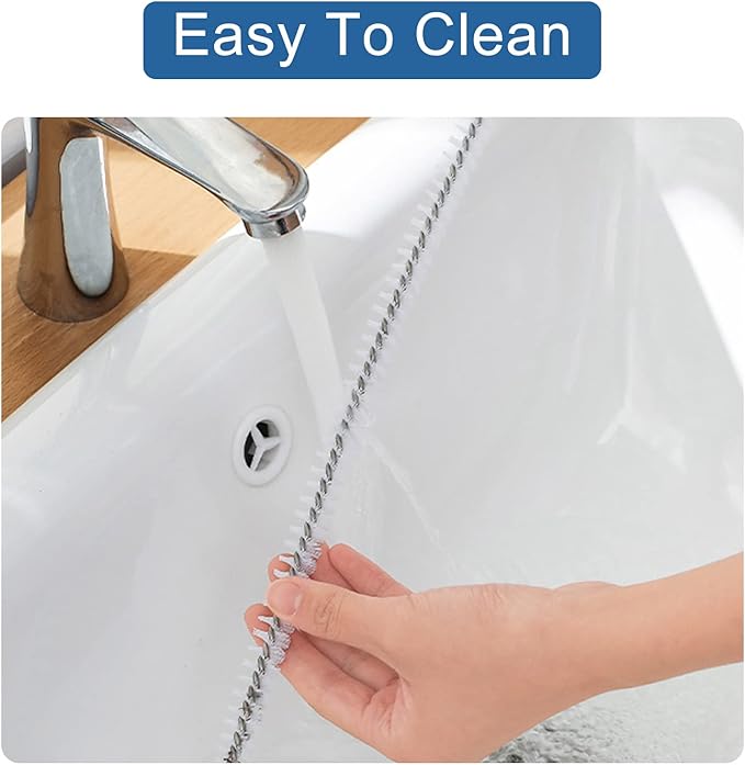 Ungfu Mall 2Pcs Sink Cleaning Brush, 71cm Extended Drain Snake Sink Unblocker Tool Sewer Cleaning Hook with 2 Pcs Sticky Hooks Drain Unblocker Tools for Sink, Bath Plug and Sewer, Blue