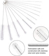 Vicloon Bottle Brush, 12 Pcs Long Bottle Cleaning Brushes, Tube Brush, Kettle Spout Brush, Straw Brush, Nylon Bottle Pipe Cleaner Set for Baby Bottle Tube Pipe Flask Straws Cleaning (White)