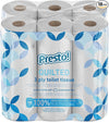 Presto! Toilet Roll, 3-ply Quilted, Velvety Soft, Unscented, 18 Rolls (1 Pack of 18), 200 Sheets per Roll, 3600 Count, FSC Certified