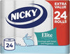 Nicky Elite Scented Toilet Tissue - 24 Rolls of White Toilet Paper, 3-ply, Talc Scent, Softness to The Skin, Enriched with Lotion, 100% FSC Certified Paper, Extra Value Pack