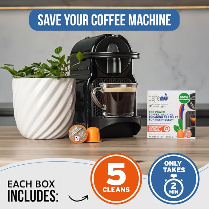 Nespresso Compatible Cleaning Capsules. 5 Originaline Cleaning Pods. Coffee Machine Cleaner For Crisp Coffee. Combines with Nespresso Descaler Kit.