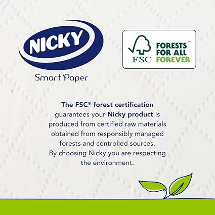 Nicky Elite Scented Toilet Tissue - 24 Rolls of White Toilet Paper, 3-ply, Talc Scent, Softness to The Skin, Enriched with Lotion, 100% FSC Certified Paper, Extra Value Pack