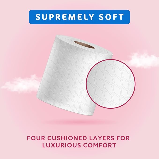 4-Ply Quilted Toilet Tissues, Unscented, 12 Rolls (1 Pack of 12), 160 Sheets per Roll