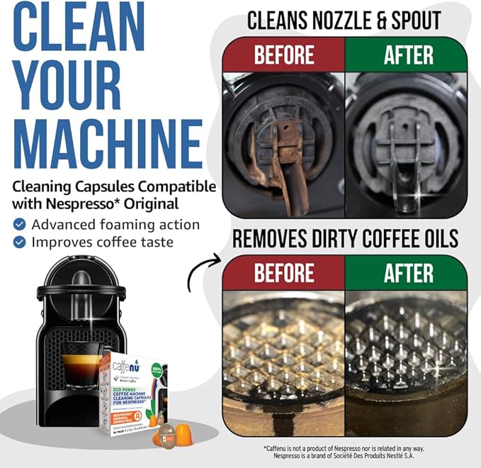 Nespresso Compatible Cleaning Capsules. 5 Originaline Cleaning Pods. Coffee Machine Cleaner For Crisp Coffee. Combines with Nespresso Descaler Kit.