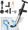 LightingWill High Pressure Toilet Plunger Set, Toilet Unblocker Heavy Duty with A Holder and 4 Replaceable Heads, Toilet Unblocker Tools for Unblocking Toilet Bathtub Shower Floor Drain and Pipe Clog