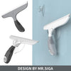 MR.SIGA Multi-Purpose Silicon Squeegee for Window, Glass, Shower Door, Car Windshield, Heavy Duty Window Scrubber, Includes Suction Hook, 10 inch, White & Grey, 2 Pack