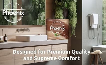 Phoenix Toilet Rolls – 45 Pack | 3 Ply Shea Butter Scented Toilet Paper | Bulk Buy, Soft, Quilted, Sustainably Sourced, Eco- Friendly Luxury Bathroom Tissue